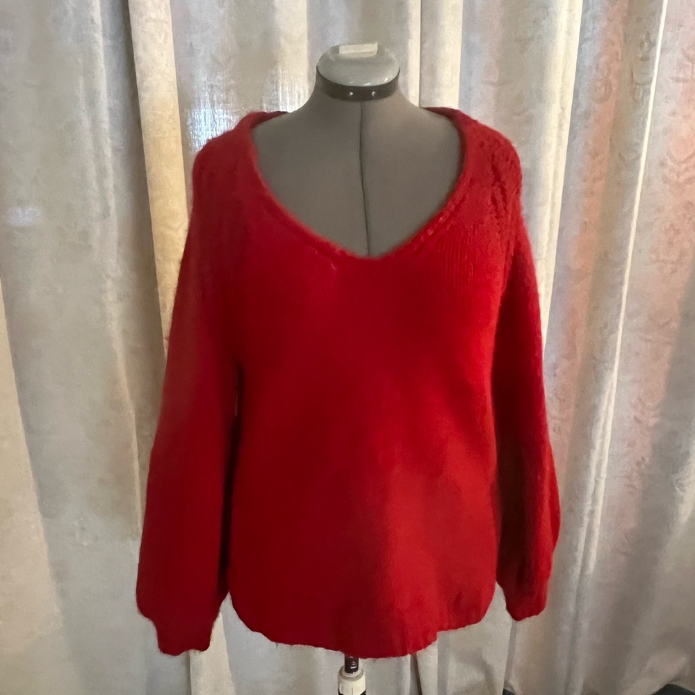 Ava & Viv Bold Red V-Neck Sweater